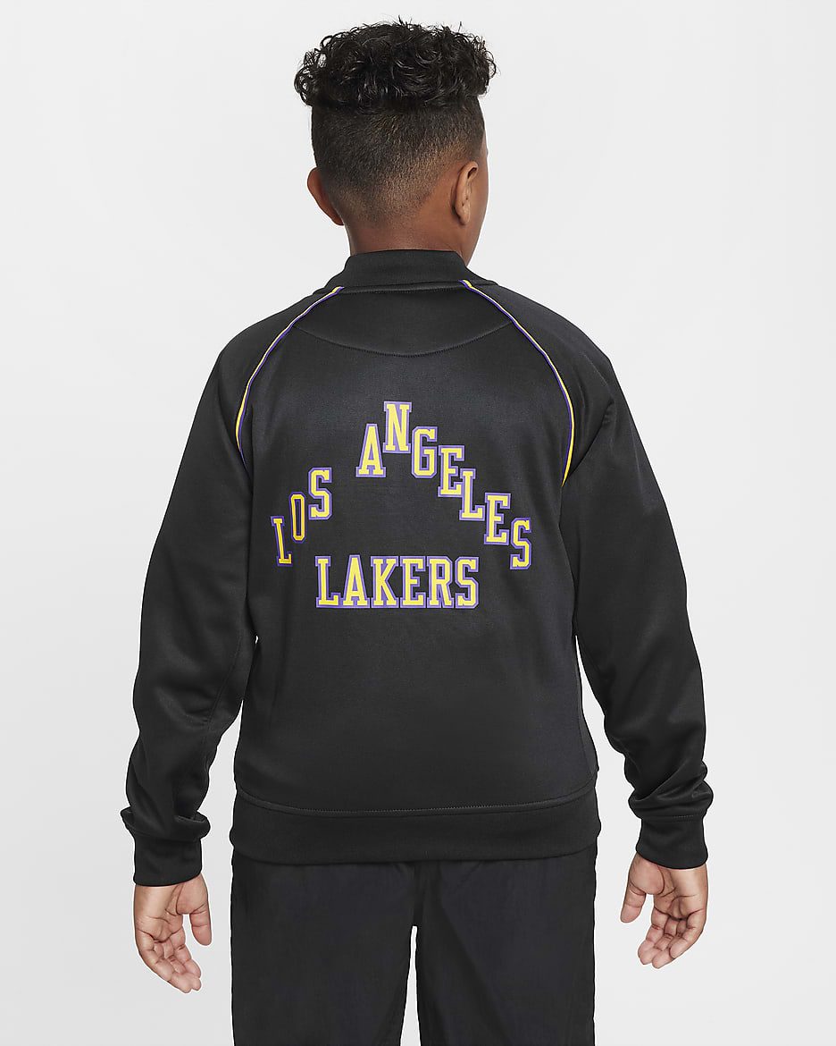 Los Angeles Lakers Showtime City Edition Older Kids Nike Dri FIT Full Zip Long Sleeve Jacket. Nike PT